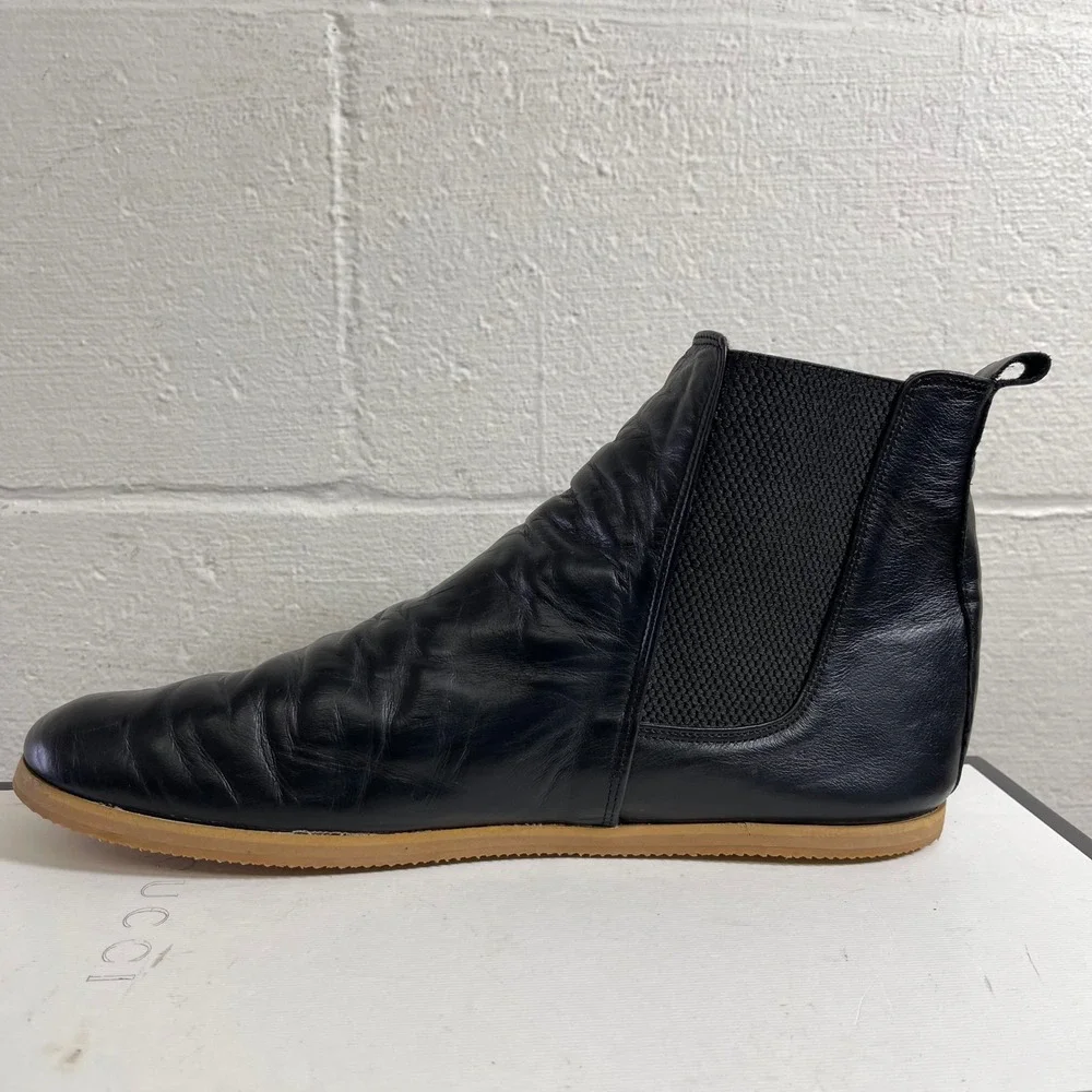 Aintap Chelsea Ankle Boots Barefoot Black‎ Leather Pull On Mens 43 EU/10-10.5 US